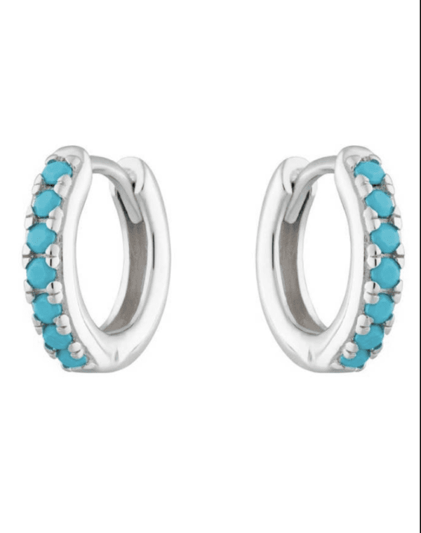 Turquoise Stone Huggies Hoops (10 mm)