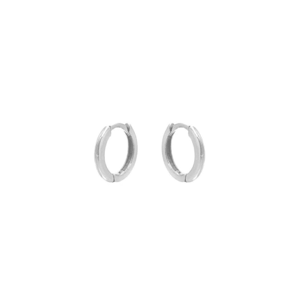 Huggie hoop silver earrings.