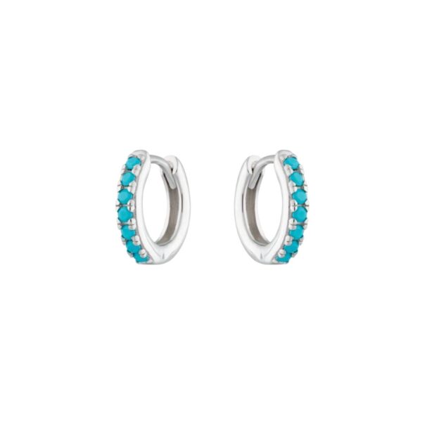 Turquoise Stone Tiny Huggies Hoops