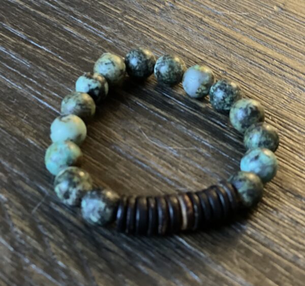 African Turquoise + Coconut Shell Bracelet