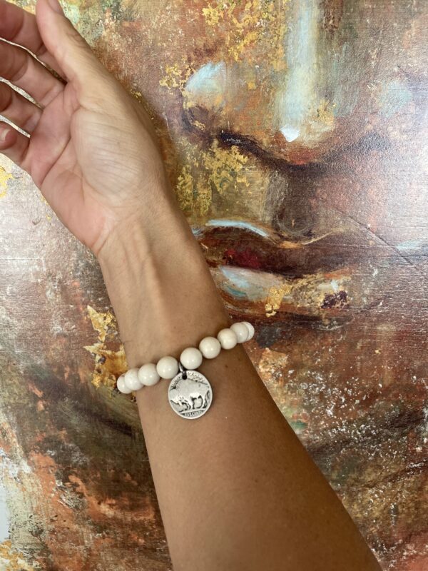 Agate + Buffalo Nickel Bracelet