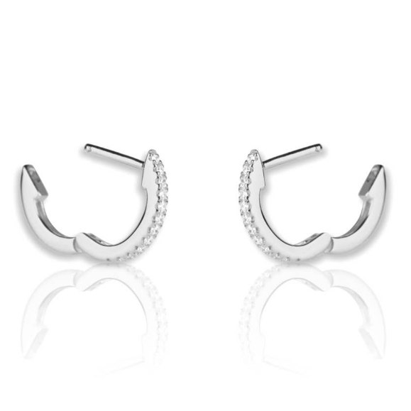 CZ Diamond Huggie Hoops_Silver