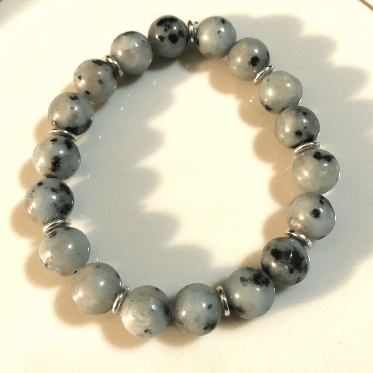 10mm Kiwi Jasper and Silver Accent Layering Bracelet