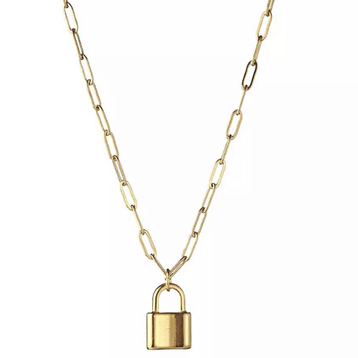 Gold chain with gold lock image