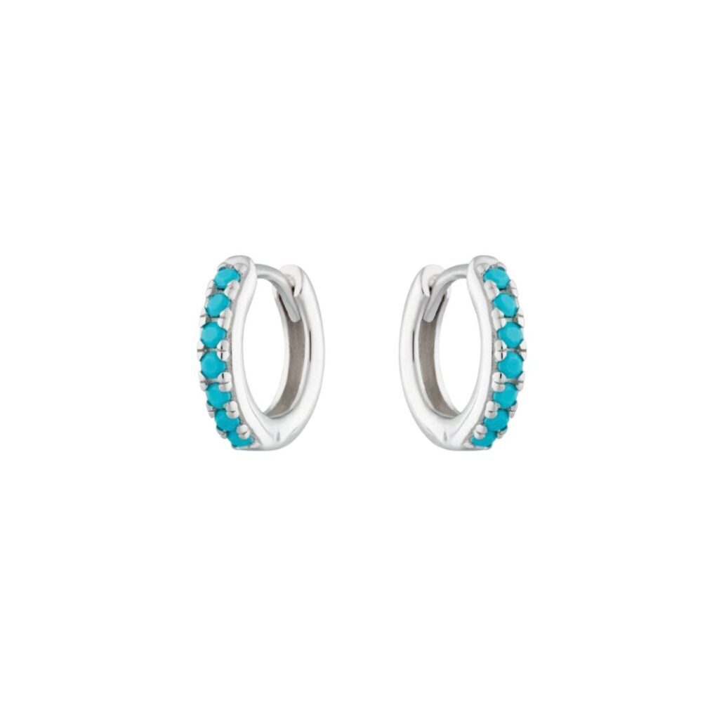 Turquoise Stone Tiny Huggies Hoops